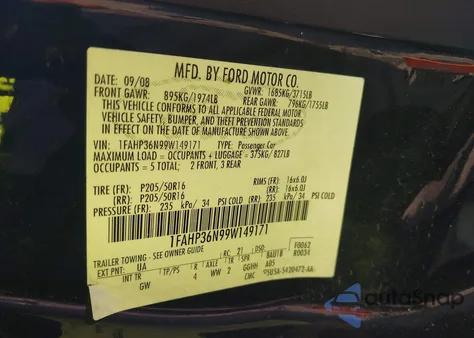 2009 Ford Focus Ses z USA, uszkodzony, nr VIN 1FAHP36N99W149171